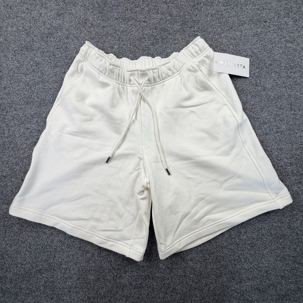 Athleta Coaster Luxe Recovery Shorts White Athletic Lounge Size M NEW - Picture 2 of 11